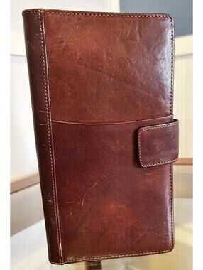 Vintage Leather Travel Wallet Organizer Vantaggio Brown Y2K Snap